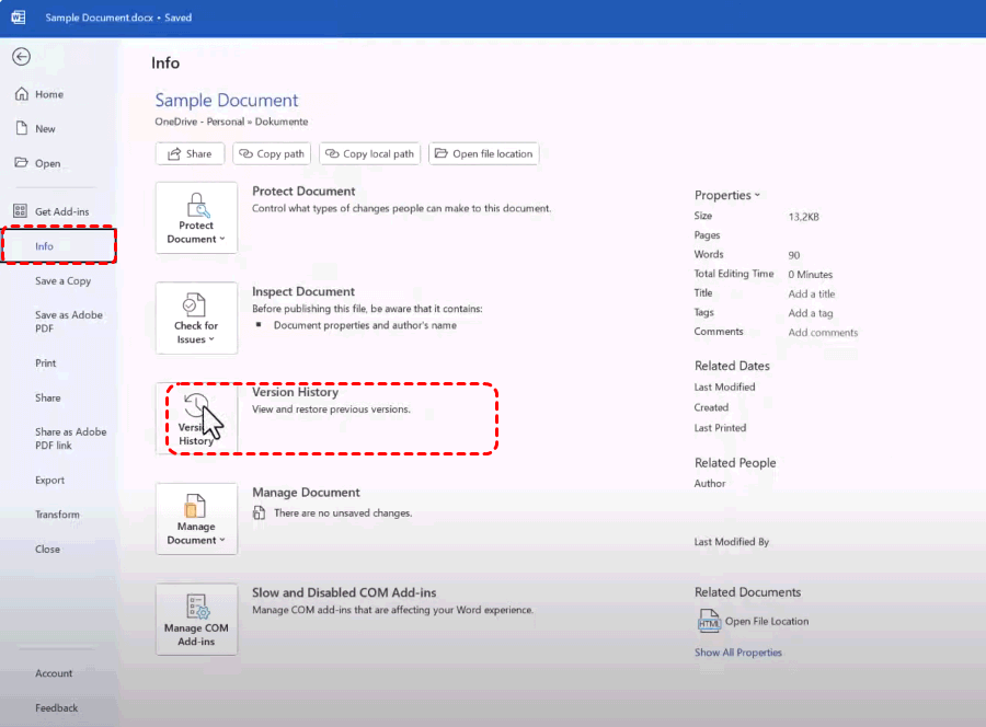 Lost Document Versions – Use History Before Rebuilding Work
